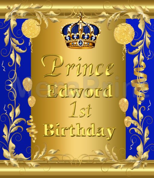 Royal Prince Birthday Invitation, Royal Blue and Gold Baby Boy First Birthday Theme Invitation Card
