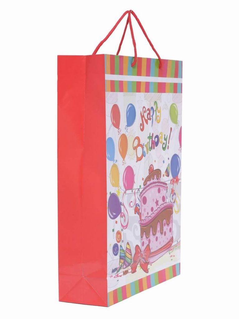 White Happy Birthday Gift Paper Bag Online India
