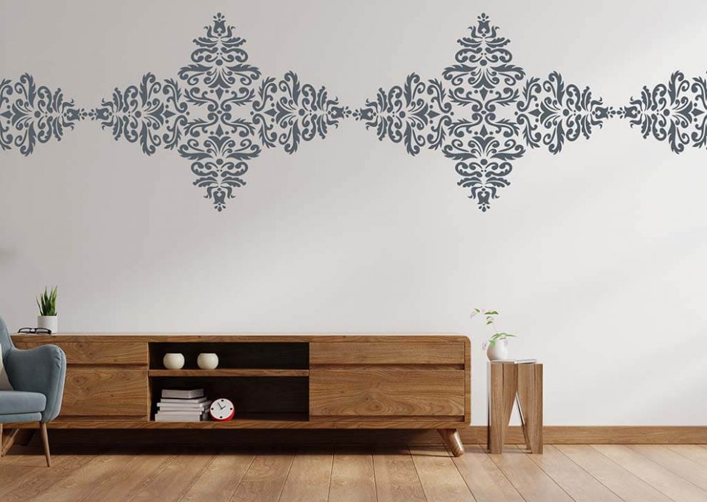 Modern Damask Wall Stencils Pattern in India