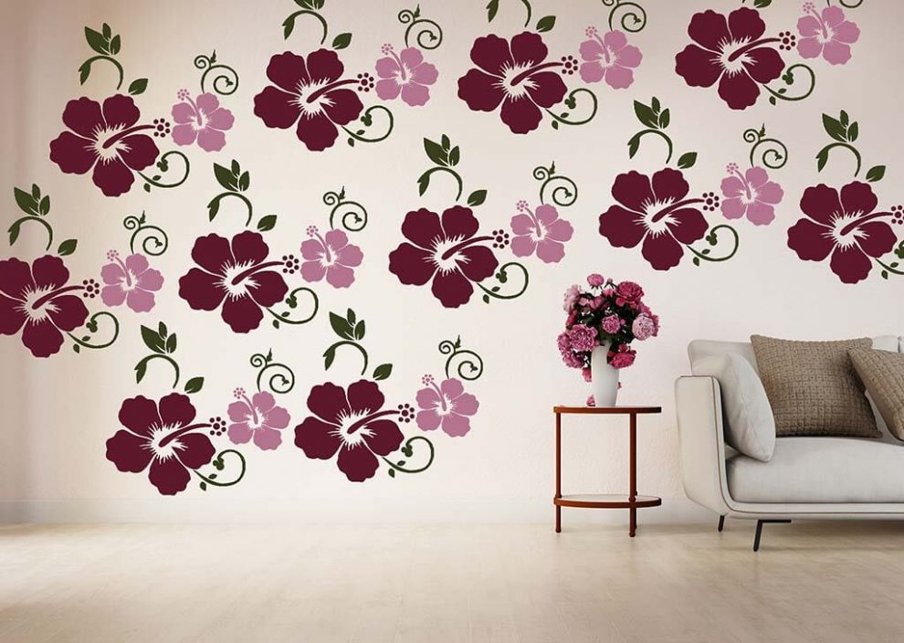 Paisley Motif Stencil Designs for Living Room Walls