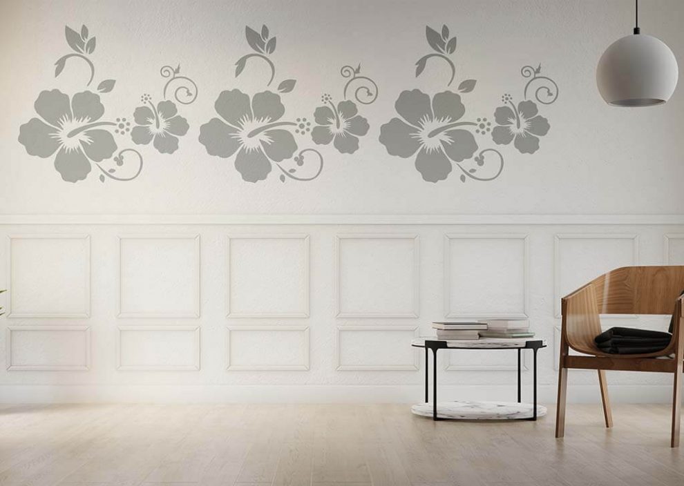 Paisley Motif Stencil Designs for Living Room Walls